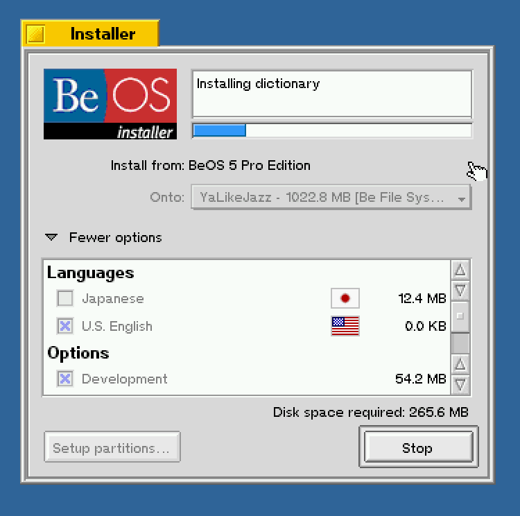 Running BeOS 5 in QEMU (i386)